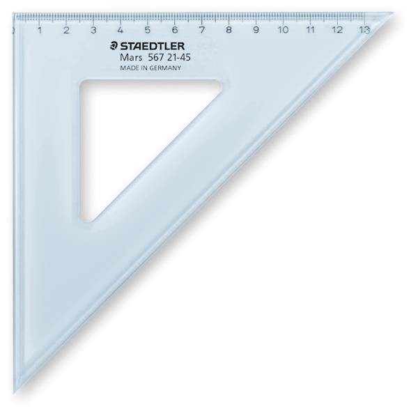 Staedtler trikotnik Transparent, moder, 45/45 stopinj, 21 cm