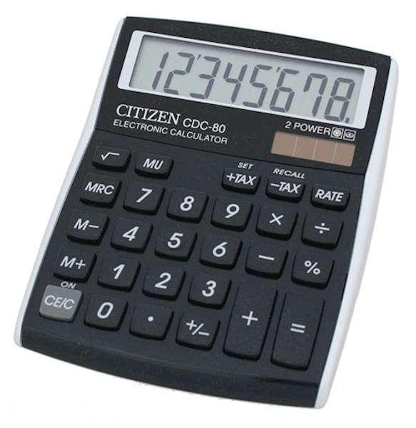 Citizen kalkulator CDC80BKWB, 8M, komercialni, črn