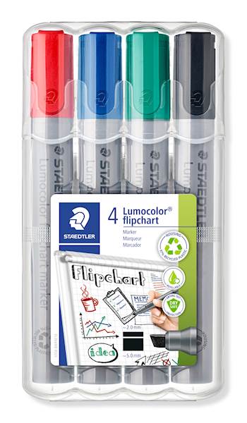 Staedtler marker Lumocolor flipchart, rezana konica, 4/1 v Staedtler etuiju