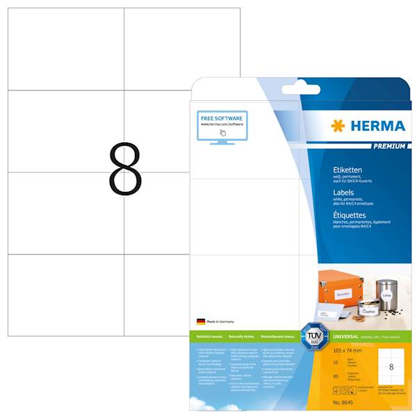Herma etikete Superprint Premium, 105x74 mm, 10/1