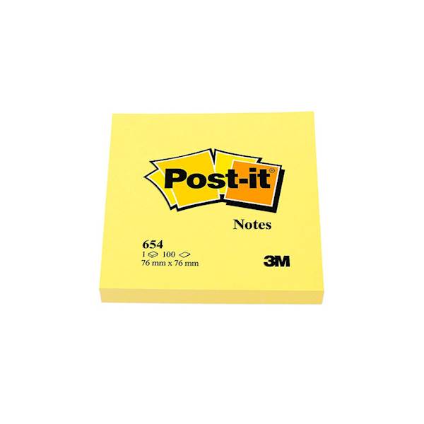 3M samolepilni lističi Post-it, 654-N, 76 x 76 mm, 100/, rumen