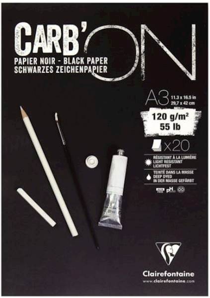 Clairefontaine blok skicirka Carbon, A3, 20 listni, 120 g, črn papir